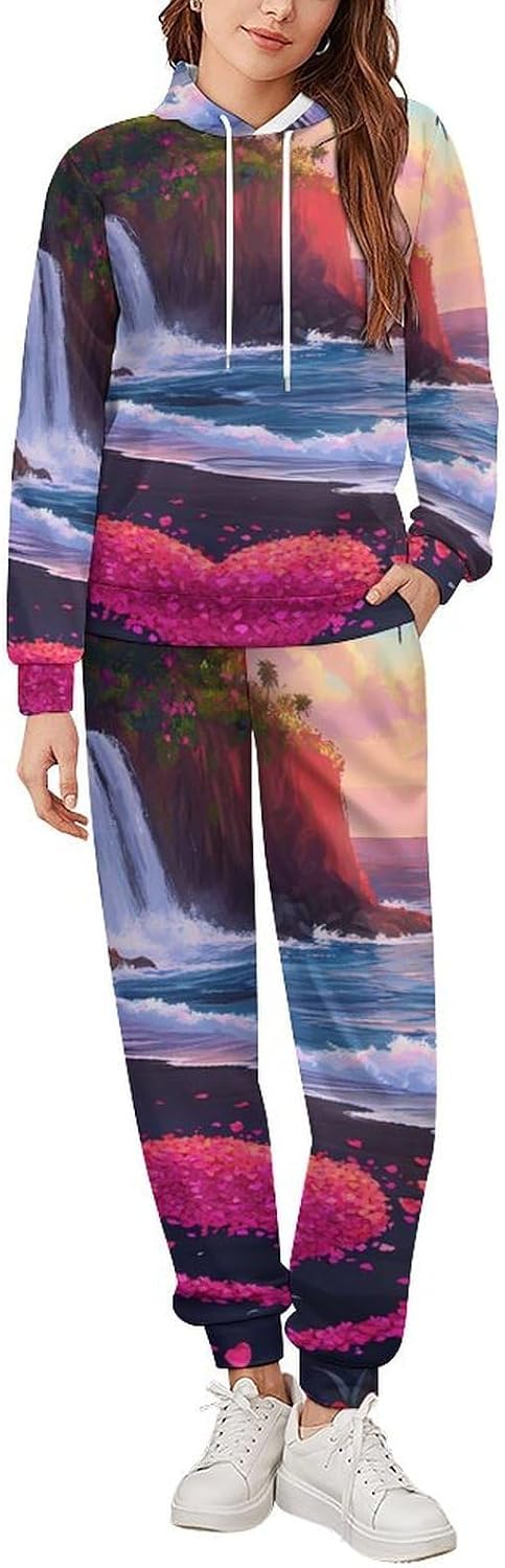 Red Fire Dragon Fantasy (5) Men's Hooded Set Casual 2 Pieces Suits Pullover Tracksuit Hoodies And Sweatpants
