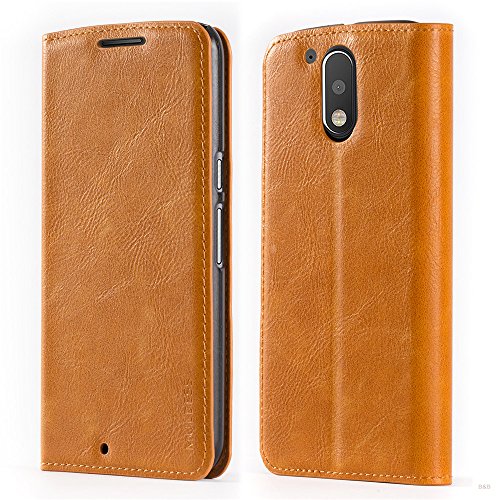 Mulbess Funda Motorola Moto G4 Plus [Libro Caso Cubierta] Slim de Billetera Cuero de la PU Carcasa para Motorola Moto G4 / G4 Plus Case, Marrón