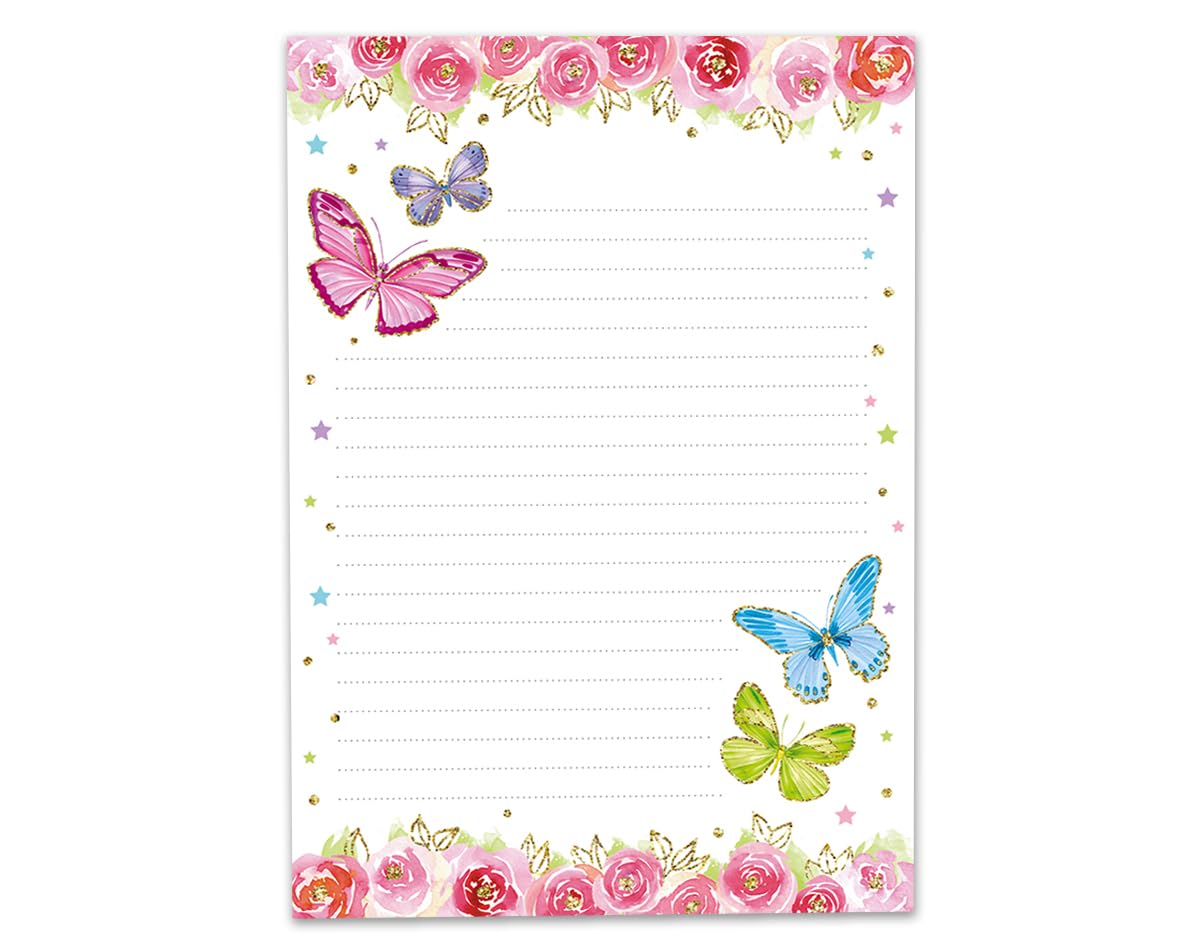 Papier à lettre A5 avec enveloppes pour enfants - Bloc ligné 25 feuilles + 15 enveloppes