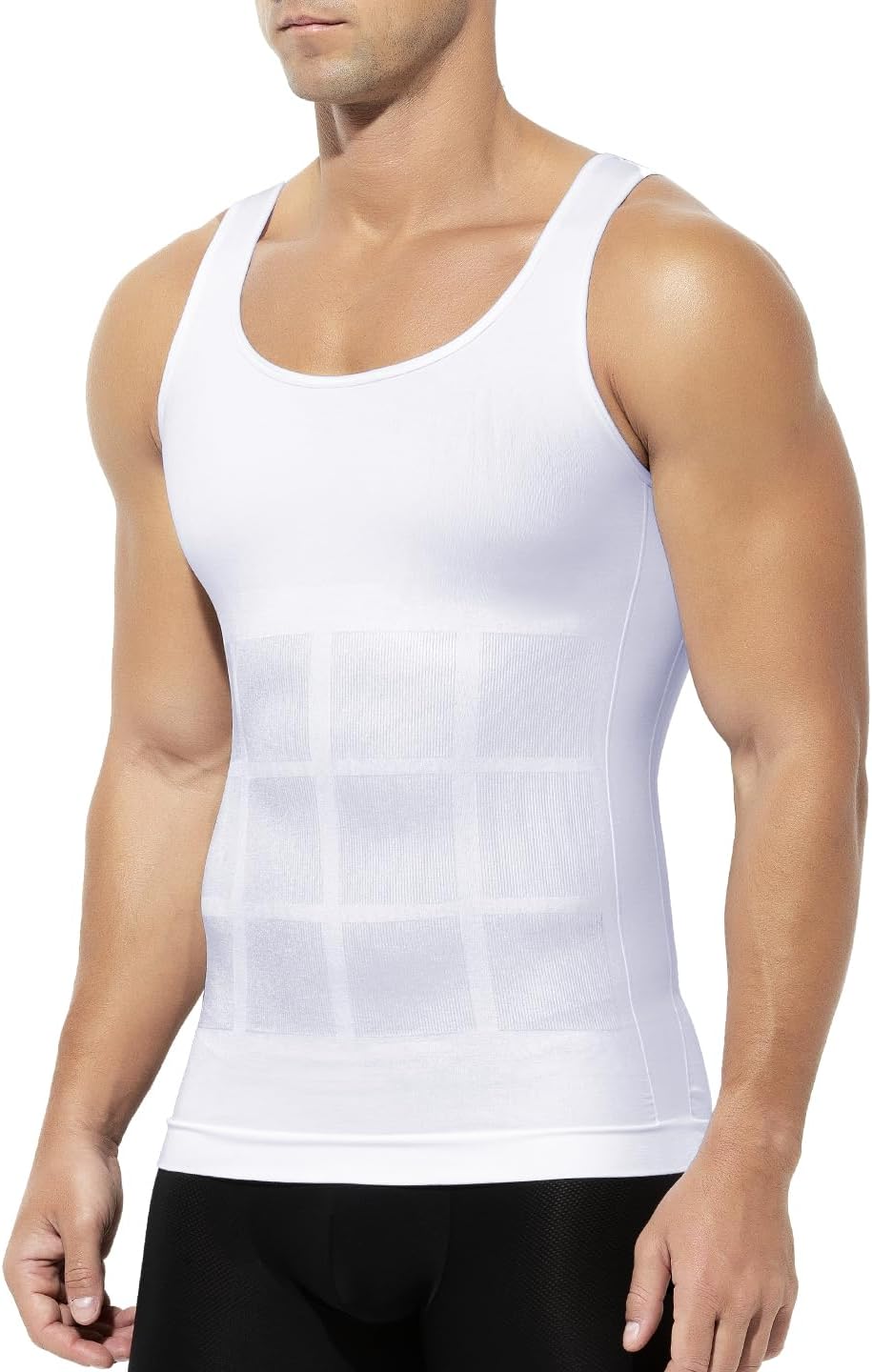 Casey Kevin Shapewear Compressieshirt Heren, Tanktop, Buikweg Onderhemd Heren, Compressieondergoed, Buikweg, Bodyshaper, Mouwloos Compressieshirt, Onderhemd voor Mannen, M
