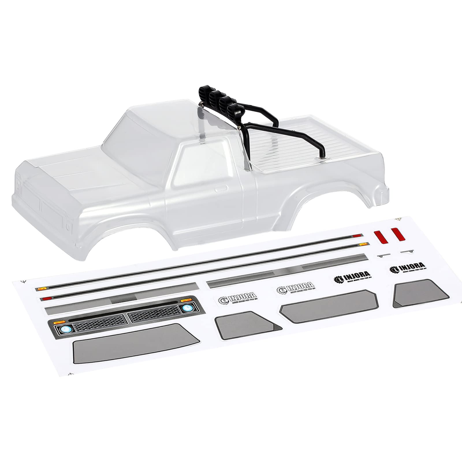 INJORA RC Clear Body with Roller Cage for 1/24 RC Tracked Car Axial SCX24 Upgrade Parts