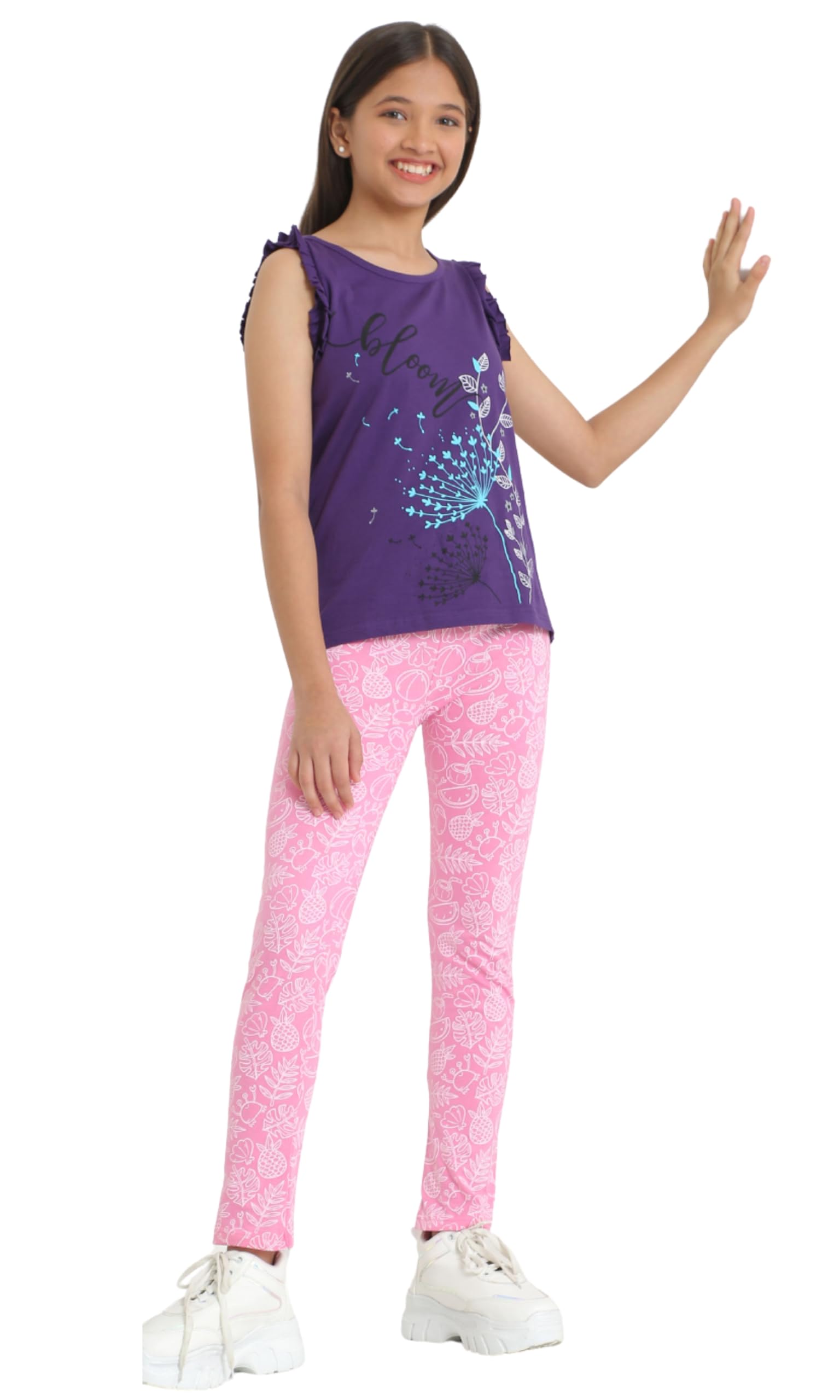 TotzTouch Girl Baby | Kids Cotton Pajamas | Pants Set of 5 (Floral , Unicorn Prints, 3 - 4 Years) 3