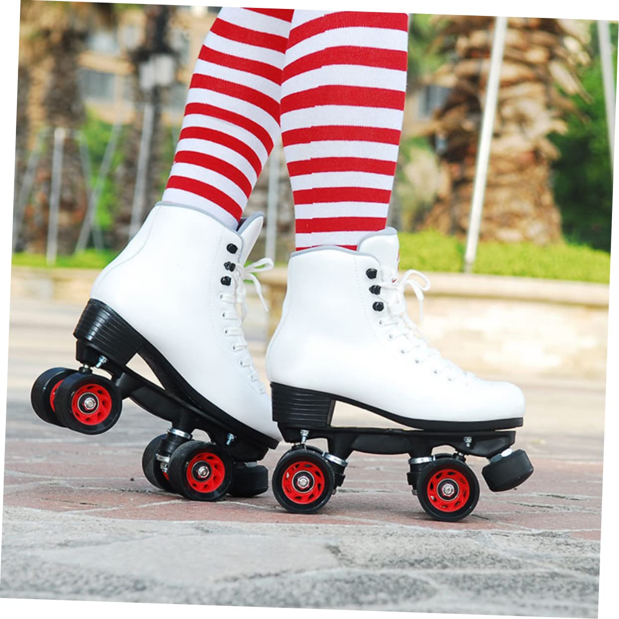 TOBBOMEY Replacement Roller Skates Wheels 1 Set Double-row Pu Material Resistant to Wear for