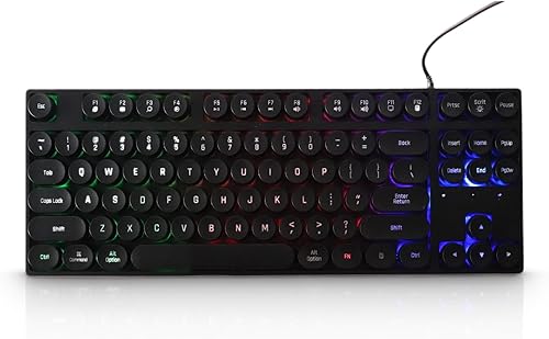 Teclado mecánico para juegos de máquina de escribir de 87 teclas, colorido retroiluminado retro punk, teclas redondas, anti fantasmas