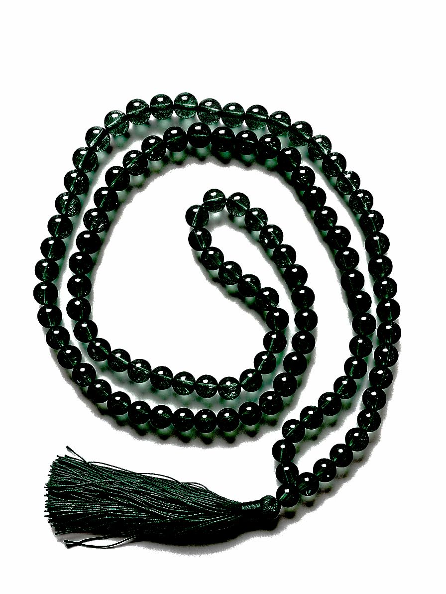 CHAKRA STONES Green Aventurine Stone 108 Beads Jap Mala 8 mm | Natural Crystal Prayer Mala with Tassel | Round Bead Necklace for Meditation, Yoga, Mindfulness, Daily Wear, Home Décor and Gift Item-image-1