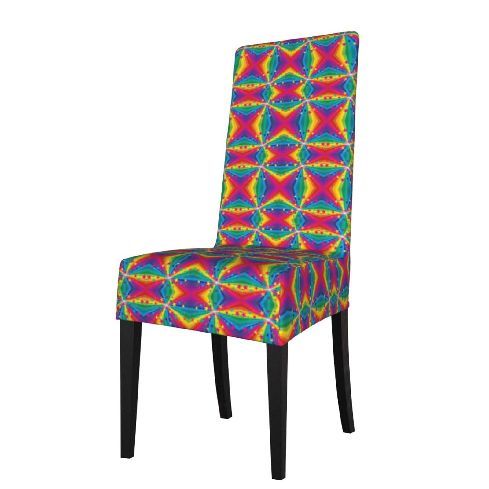 LKYMOH Rainbow And Stars Confetti Rays, Chair Covers Stretch Chair Slipcovers for Dining Room, for Party Pet Protection Universal Fit Soft Polyester