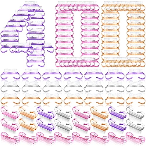 Bokon 400 Pcs Handle Grip Nail Brush Bulk Fingernail Scrubbing, Colorful