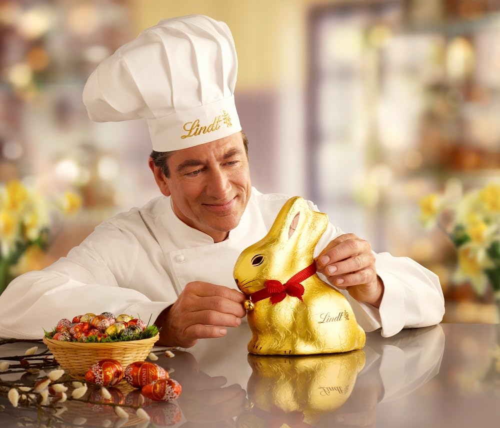 Lindt conejito de pascua Gold Bunny de chocolate con leche, figuras de pascua, regalo, cremoso y suave, aprox 70 uds, 700gr - 4