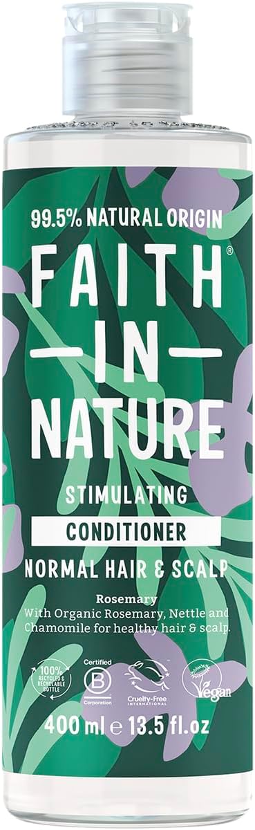 Faith in Nature | 400 ml | Stimulating Conditioner | Rosemary for Normal Hair & Scalp | 99.5% Natural Origin | With Organic Rosemary, Nettle & Chamomile | Vegan & Cruelty-Free