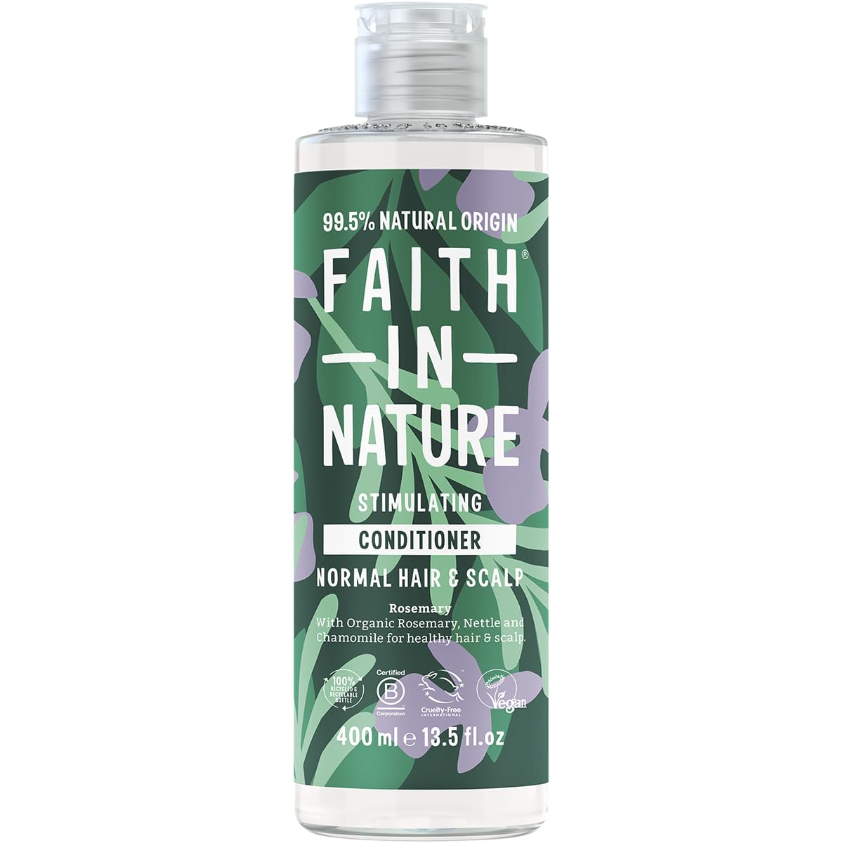 Faith In Nature Natural Rosemary Conditioner, Stimulating for Normal Hair & Scalp, Vegan & Cruelty Free, No SLS, Silicones or Parabens, 400ml