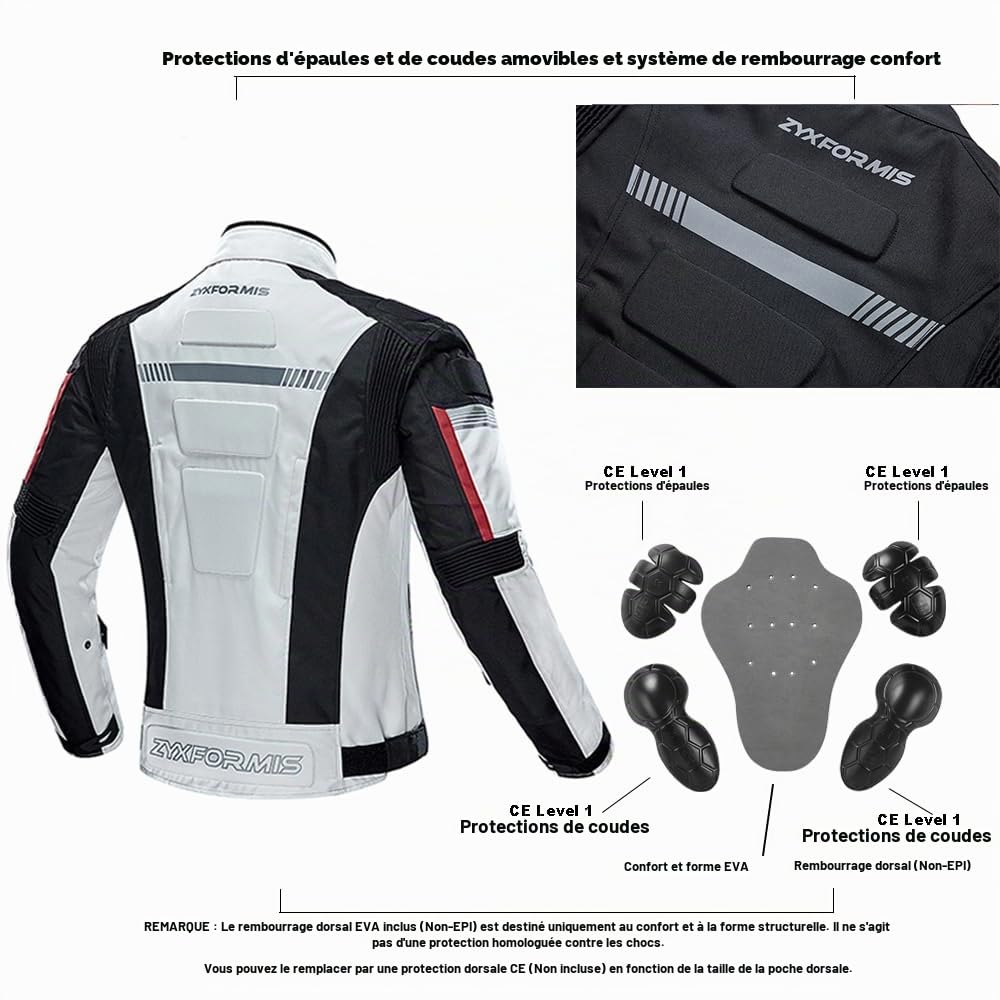 Veste de Moto, Blouson Moto Homme Sport avec Armure pour épaules et coudes pour l'automne Hiver toute la saison étanche coupe-vent