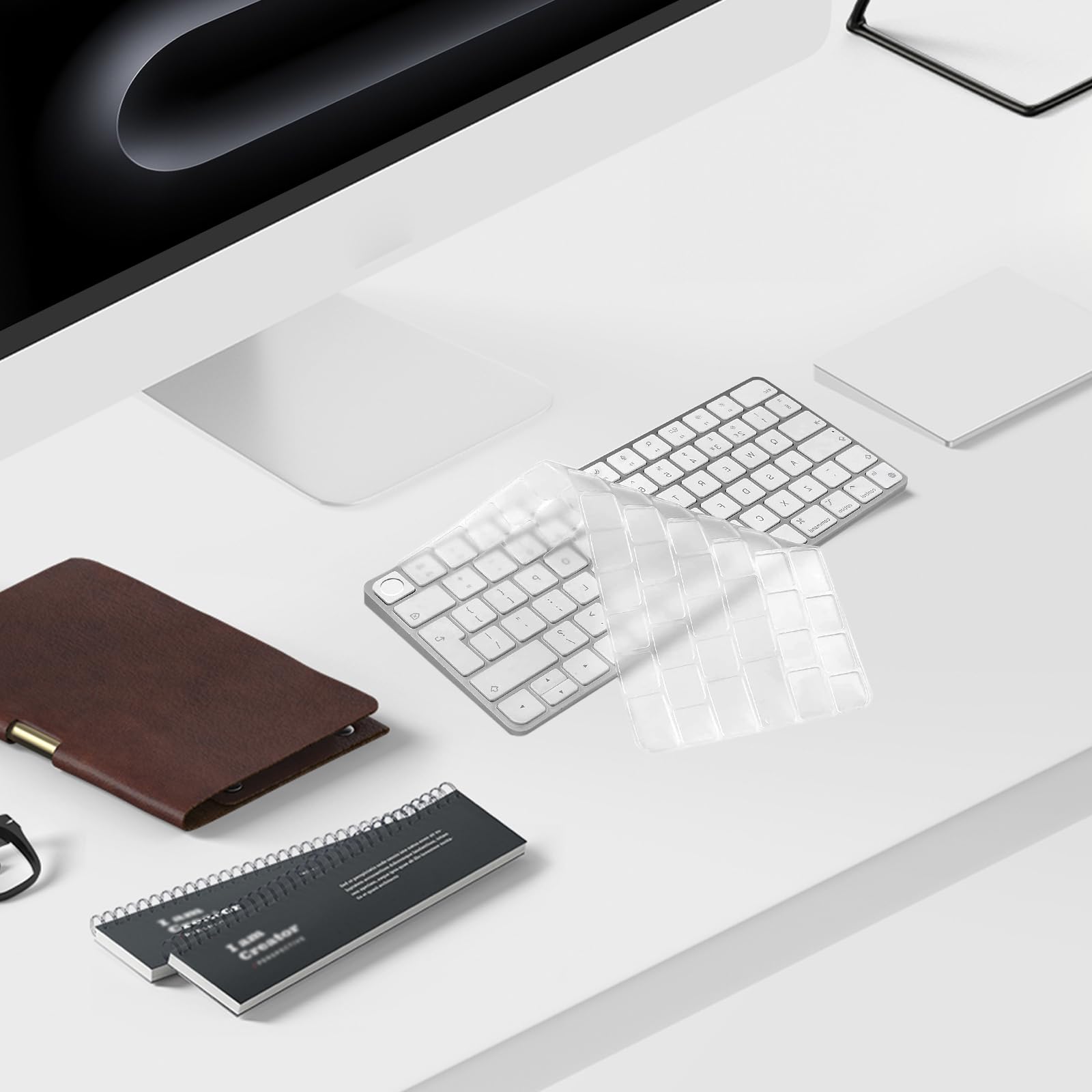 Cover per tastiera per tastiera iMac Magic Keyboard da 24 pollici con Touch ID A2449 Chiave di blocco Chip A2450 M3 M1 Rilasciato nel 2023-2021 Layout UE TPU Protector Skin