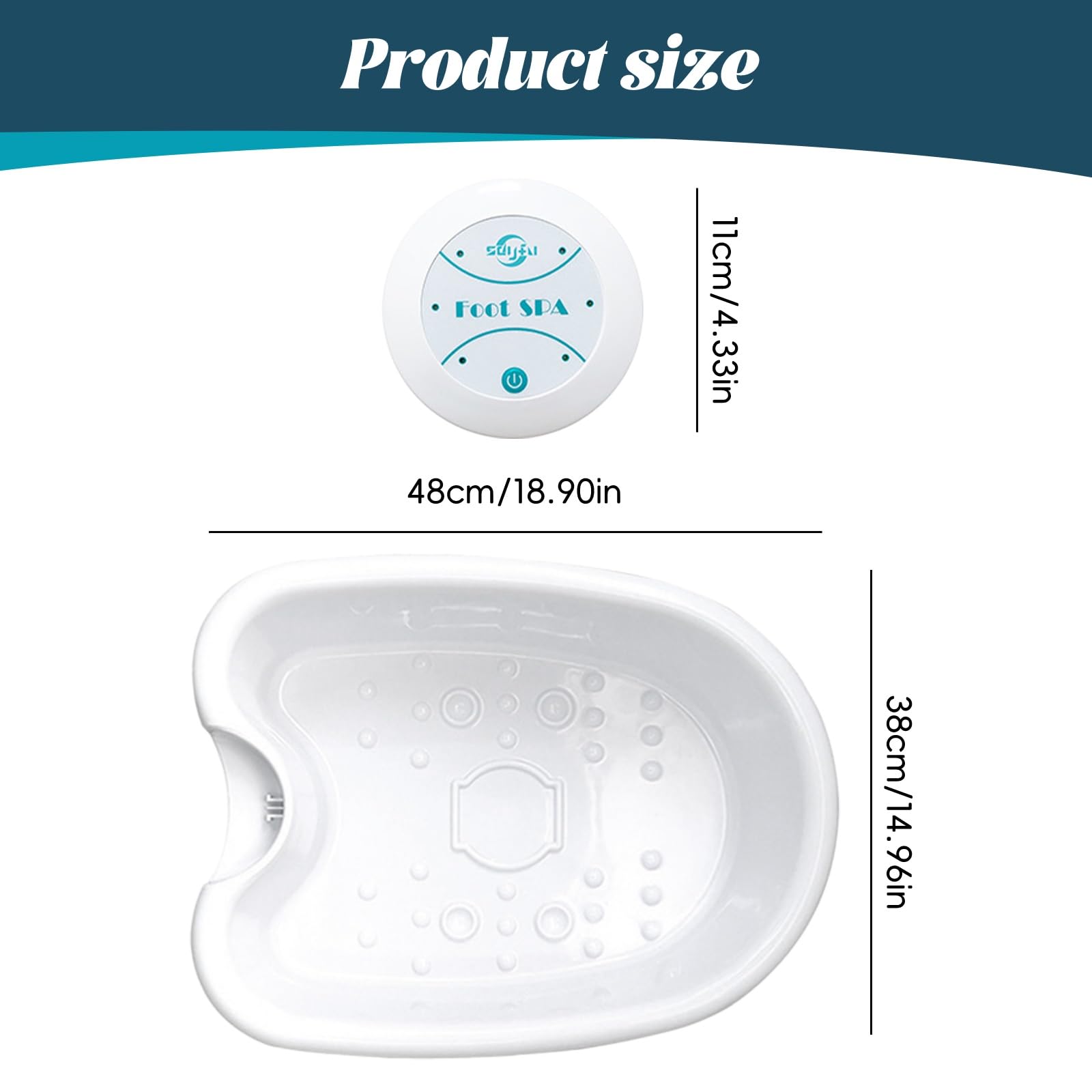 Pediluvio Ionic Detox, massaggiatore per piedi portatile, kit completo per bagno di elettrolisi dei piedi, rilassamento muscolare e benessere a casa (bianco + bacino)