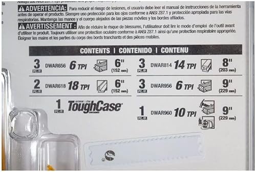 Miniatura 8 de DEWALT Juego de hojas de sierra recíproca para hierro de madera de metal, 12 piezas bimetálicas de mayor durabilidad, con estuche de almacenamiento