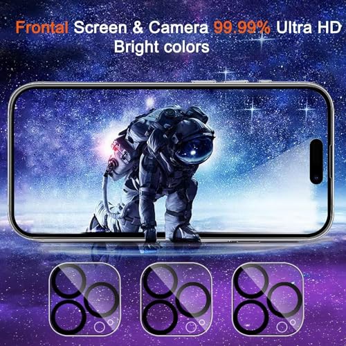 Image of Ferilinso Privacy Screen Protector for iPhone 14 Pro Max, Tempered Glass | 3 Pack, 9H+ Hardness, Military-Grade Shatterproof, Case Friendly, Easy Installation Bubble Free, with Camera Lens Protector