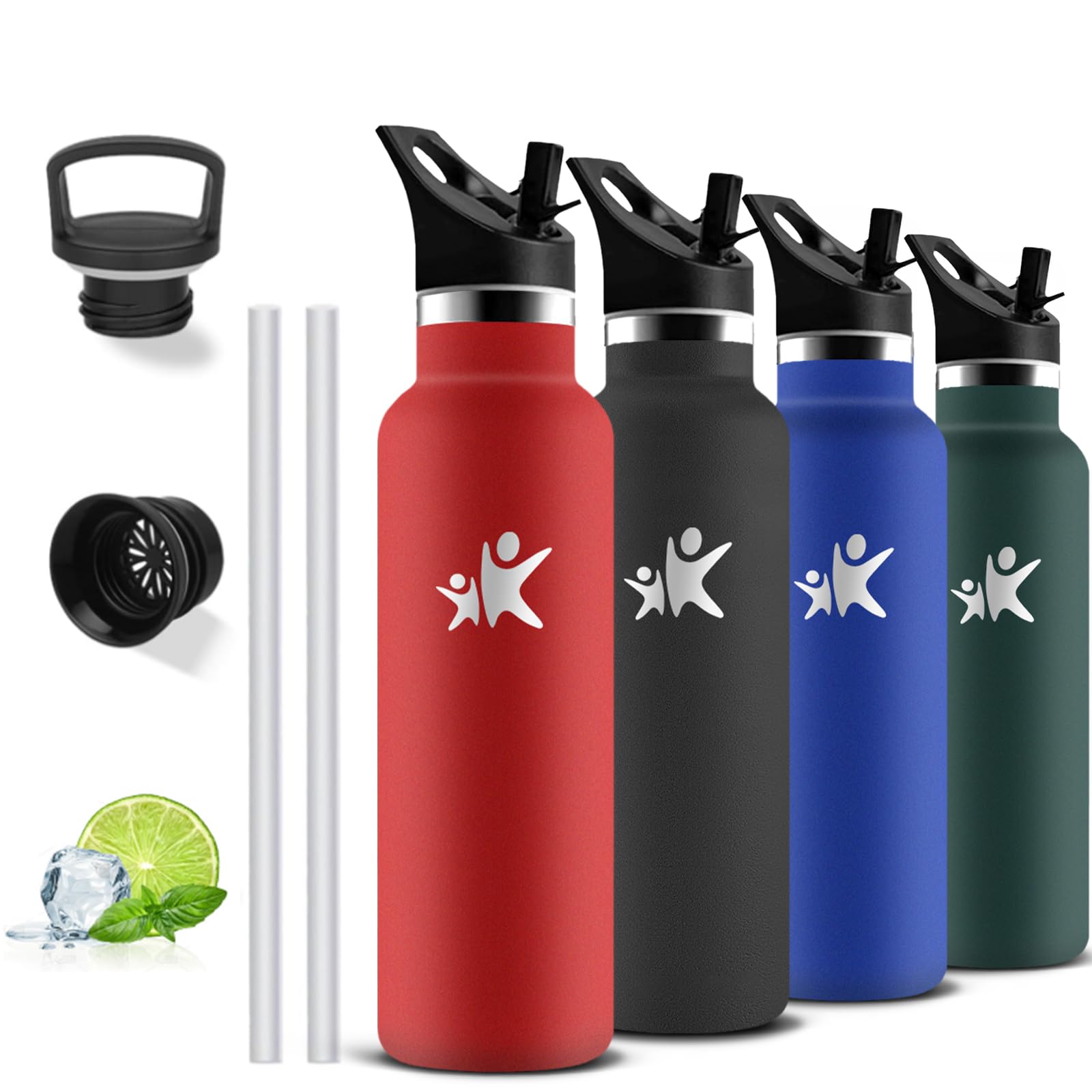 Borraccia Termica, Borraccia 750 ml, Senza BPA, Borracia con Cannuccia, Senza Perdite, Bottiglia Termica, Acciaio Inossidabile 18/8, Borracce Termiche per Campeggio, Uffici, Viaggio, Palestra