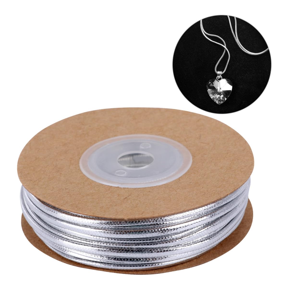 LIFKOME 15m Cordino in Pelle Argentato Bobina Per Creazione Di Gioielli Filo Per Intrecciare Per Bracciali e Collane Fai Da Te