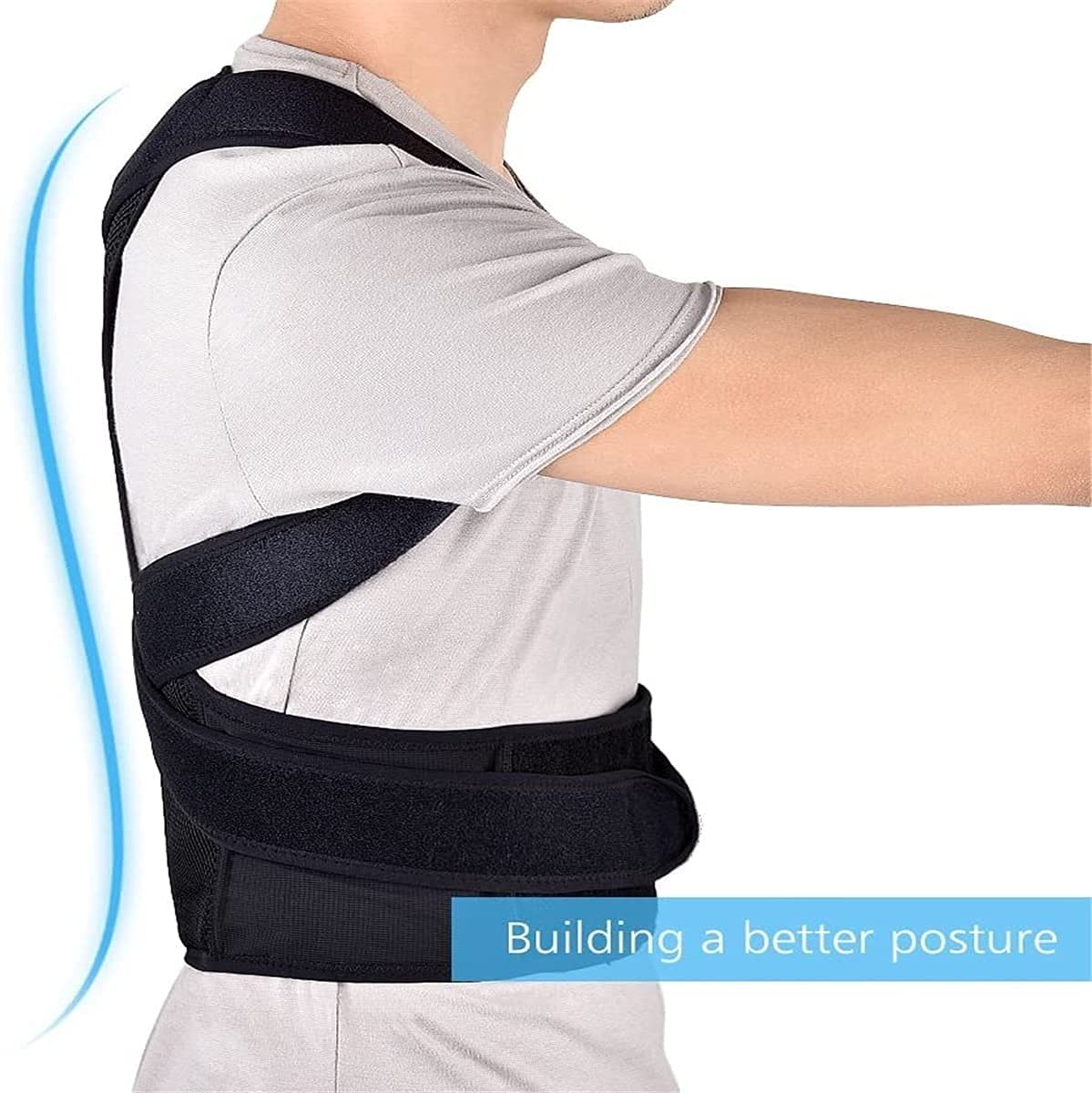Corrector de Postura de Clavícula Ajustable Enderezador Corrección de Banda Lumbar Hombro Espalda Brace Soporte Cinturón (Tamaño : X-Large) (X)