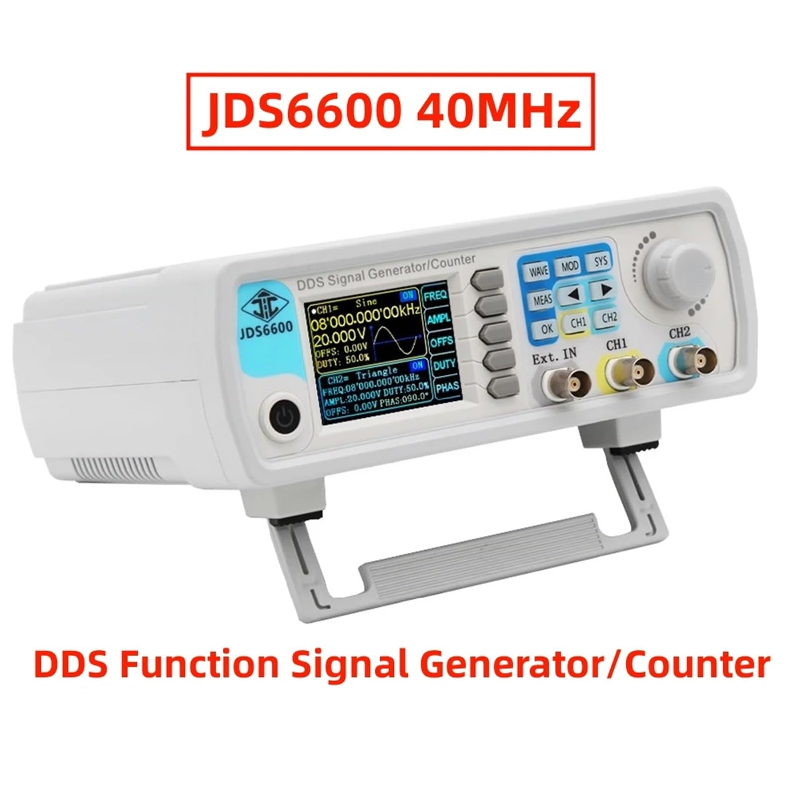 JZGDX JDS6600 15/30/40/50/60MHz DDS Function Signal Generator/Source Dual/2-CH Frequency Meter Arbitrary Waveform Pulse Generator (Color : 40MHz, Size : EU)