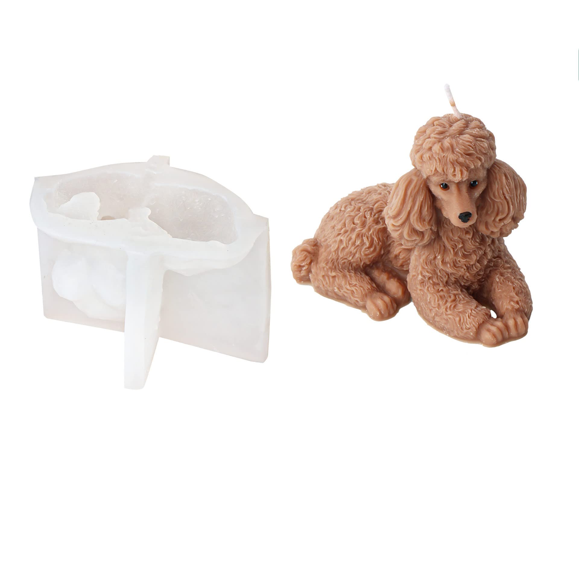 Xidmold 3D Dog Silicone Mould Dog Candle Soap Mould Silicone Animal Mould for Chocolate, Candy, Cake Decor, Soy Wax Candle, Soap, Polymer Clay, Plaster, Resin Art (Dog H)