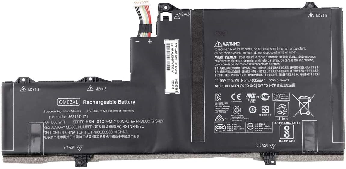 OM03XL Replacement Battery Compatible with HP EliteBook X360 1030 G2 HSTNN-IB70 863167-1B1 Series 11.55V 57Wh