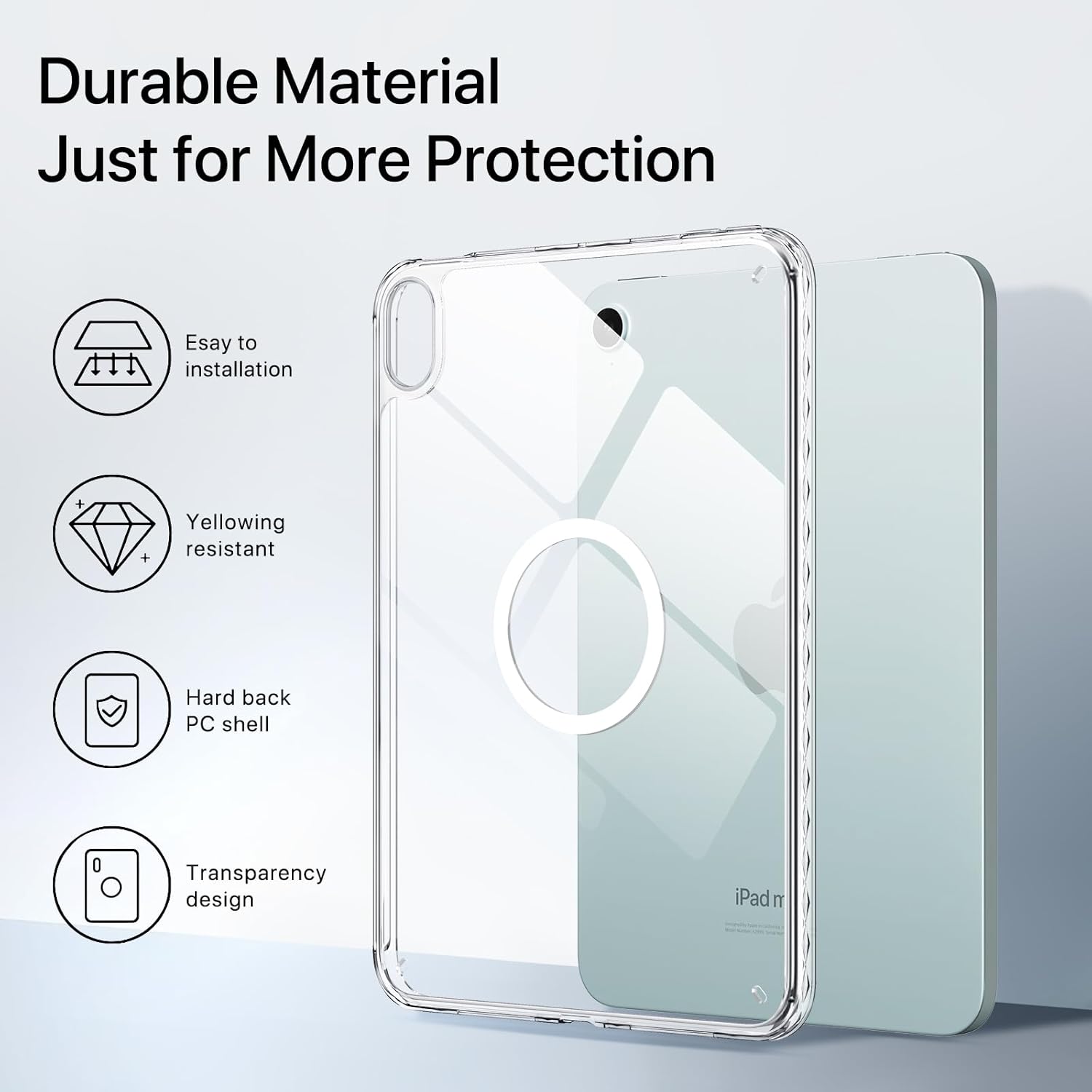 Case for iPad mini A17 Pro, iPad mini 6 case, Compatible with Magsafe, Clear Back with TPU Frame, Slim Lightweight Protective Case for 8.3“ iPad mini (Clear) - Image 6