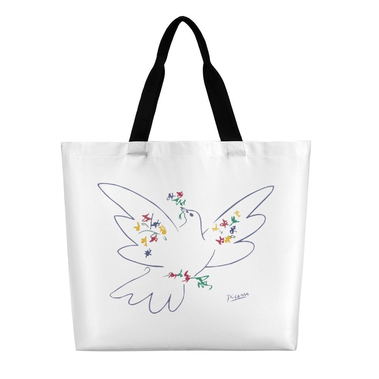 Amazon.co.jp: ピカソ 花と鳩 トートバック レディース 大容量 手提げ
