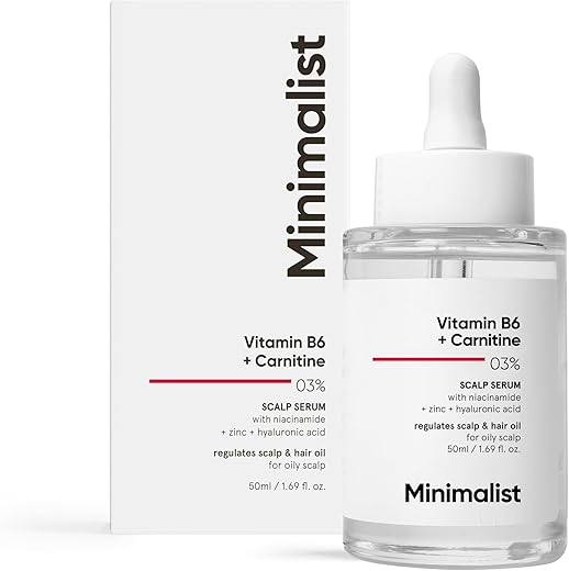 Minimalist Oil Control Scalp Serum with Vitamin B6 + Carnitine 03% | Hair Serum for Excess Sebum & Greasy Hair with Niacinamide, Zinc, and…