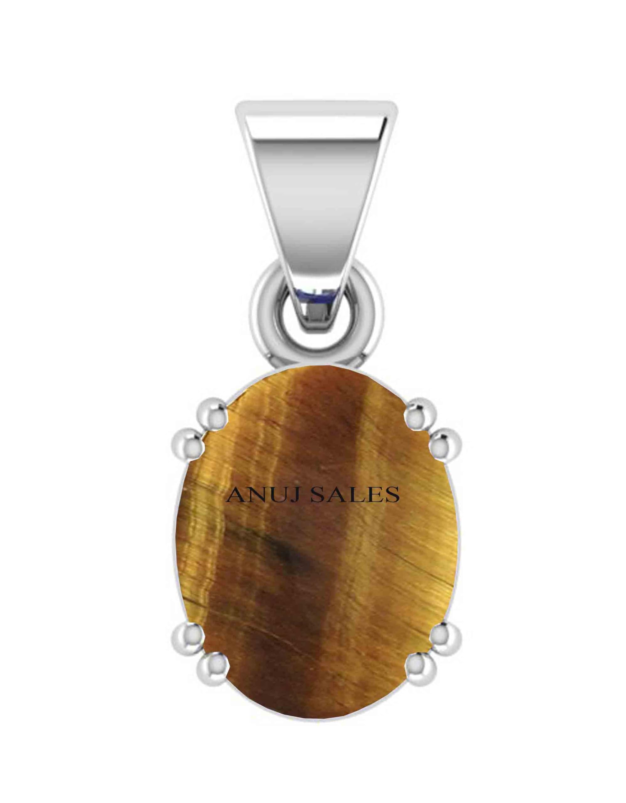 6.25 Ratti 5.00 Carat Tiger's Eye Stone Ashtadhatu Pendant Certified Natural Tiger's Eye and Silver Plated Locket and Untreated Astrological Purpose for Men and Women