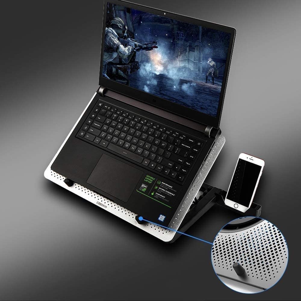 Podstawka Chłodząca Stabilny Podkładka Chłodząca Do Laptopa Chłodzenie Notebooka Z Cichym Wentylatorem Port USB Ekranowa Gier Cichy Biurko(Black)