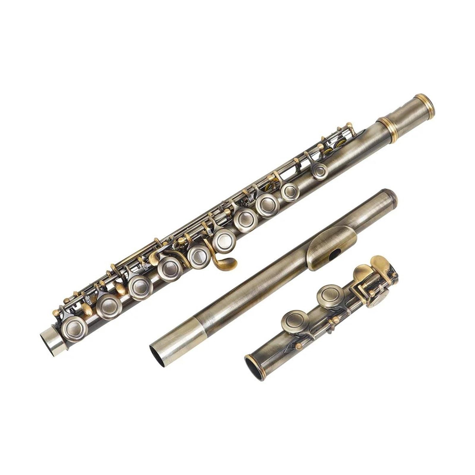 Flûte À Vent Professionnelle Flûte À 16 Trous Fermés En Do Couleur Cuivre Blanc Instrument À Vent(Bronze)