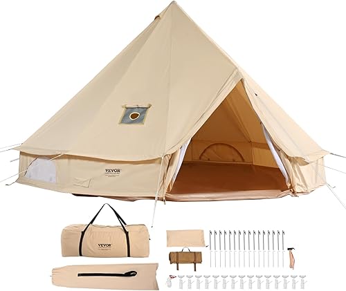Miniatura 1 de VEVOR Tienda de campaña de lona, Yurt 4 estaciones para acampar con gato de estufa, transpirable con capacidad para hasta 4 personas, campamento