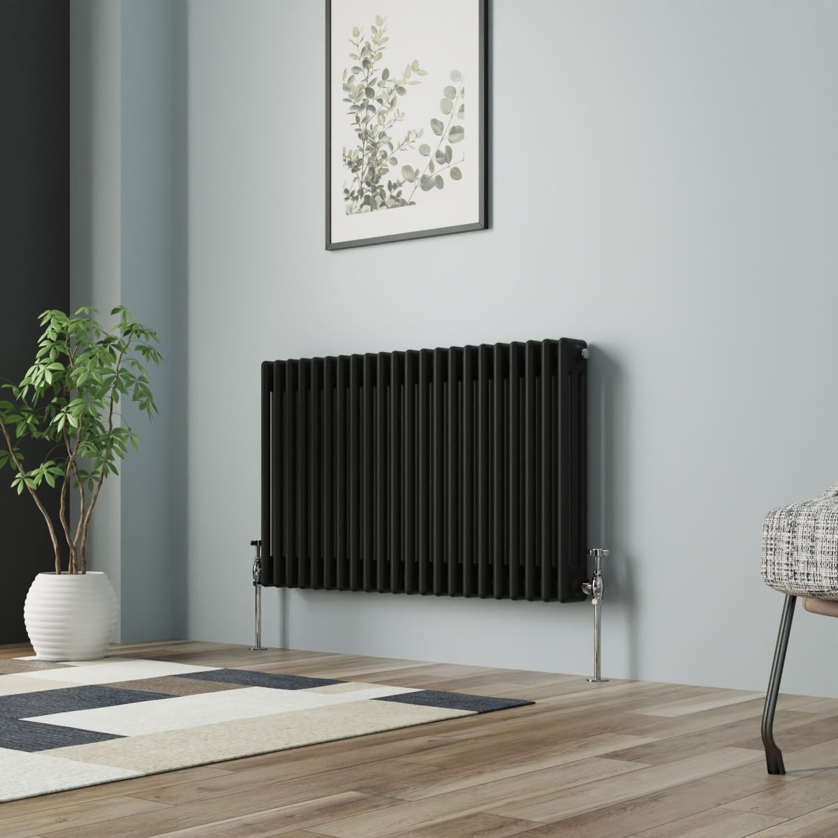 NRG Column Radiator Black 600x1012mm Triple Cast Iron Rads