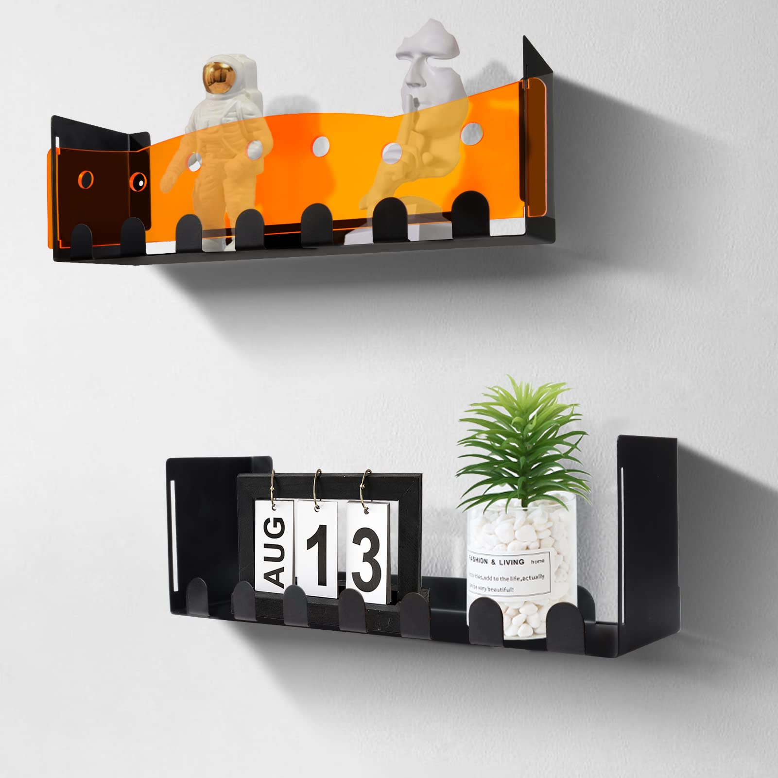 Houchics home Floating Shelves, Wall Mounted Shelves Set of 2, Wall