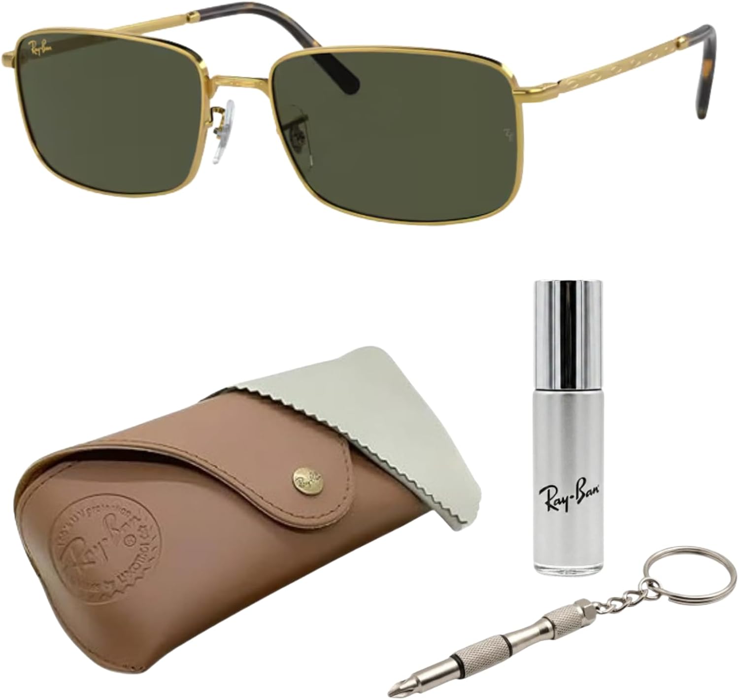 Ray-Ban RB3717 Rectangle Shaped Sunglasses for Men & Women with Official RAYBAN Eyewear Kit