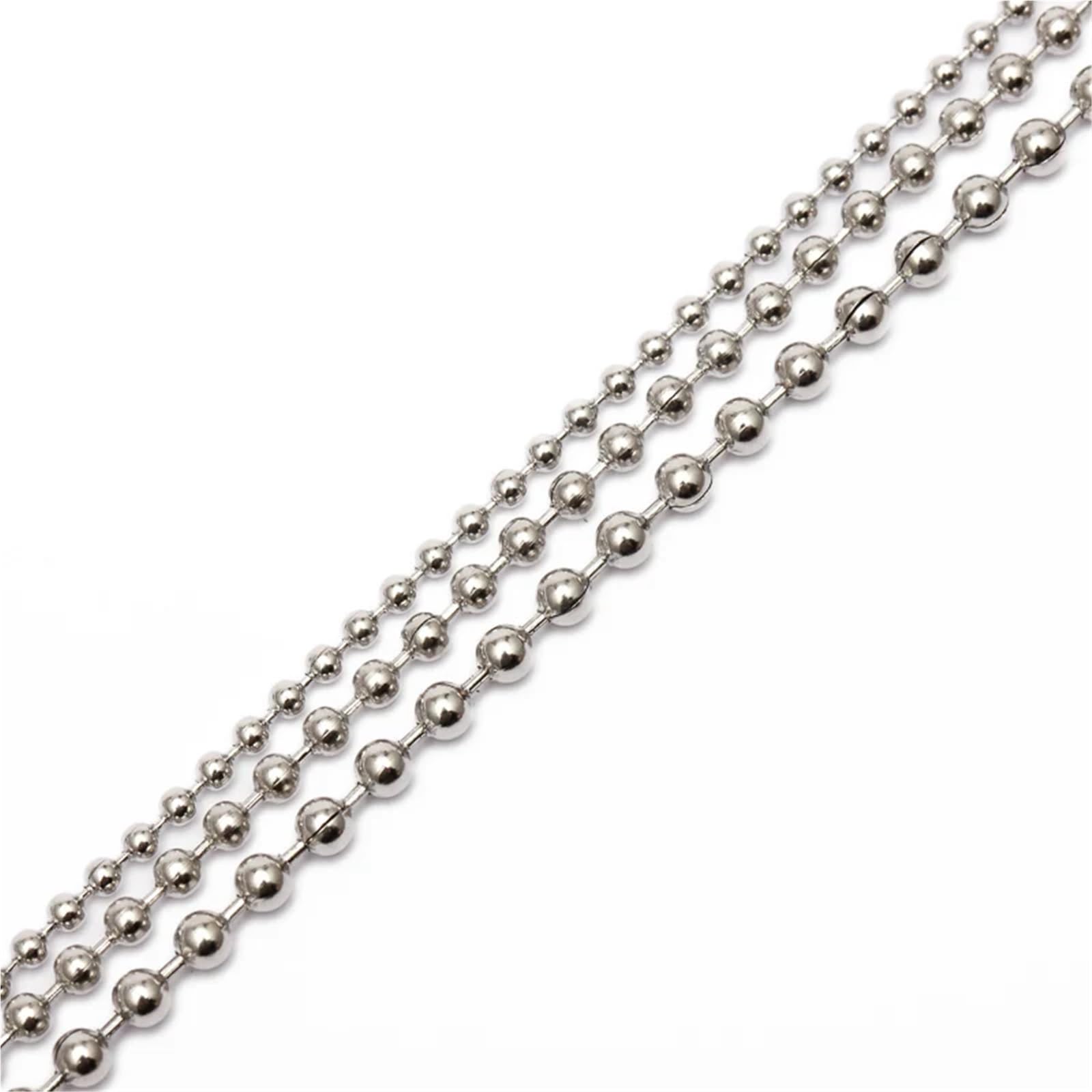Łańcuszki kulkowe, Łańcuch kulkowy ze stali nierdzewnej luzem materiały do ​​wyrobu biżuterii 1,5 mm 2,4 zroszony(2mm Chains)