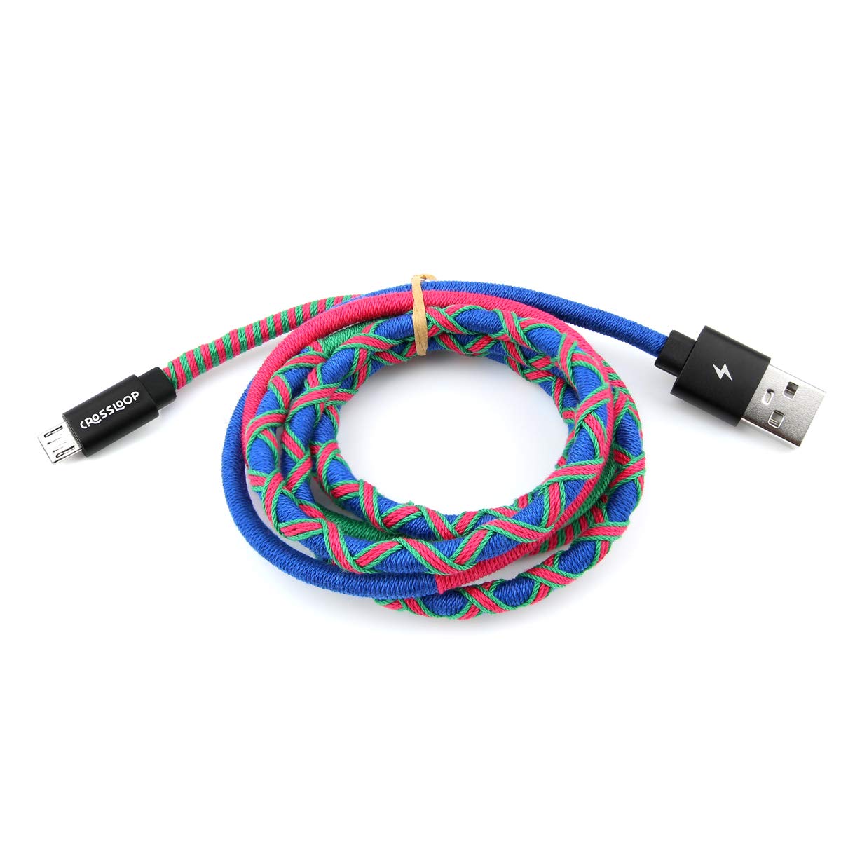 Crossloop PowerPro Designer USB A to Micro USB Charging Cable, 1 Meter (Blue,Green & Pink)