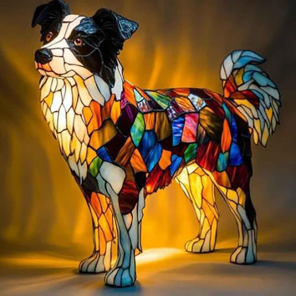 XWNGDAFEVF 3D Table Lamp Cute New Dog Series Home Decor Resin Tabletop Night Light Loyal Companionship Lighting, Border Collie
