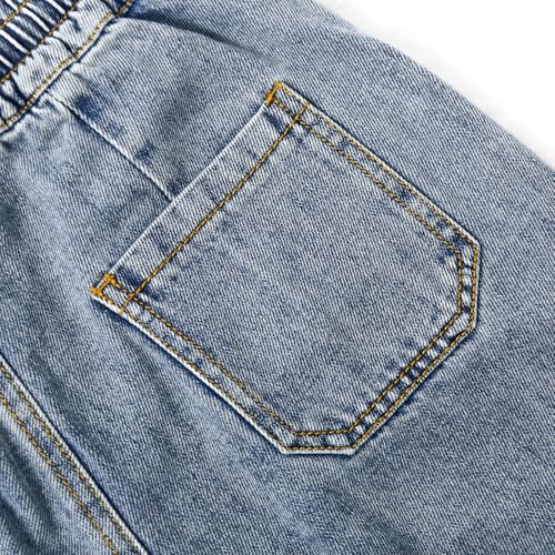 KIDSCOOL SPACE 6-Pocket Girls Wide-Leg Denim Pants, 5-14T Ribbed Waist with D-Ring Loops & String Cargo Jeans3