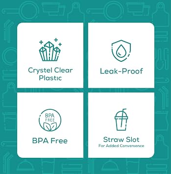 GUSTO Clear Plastic Cups with Flat Lids [24 oz - 50 Count] - Disposable Iced Coffee Cups with Lids - PET Plastic Cold Cups for Smoothies, Juices & To-Go Drinks - Formerly Comfy Package
