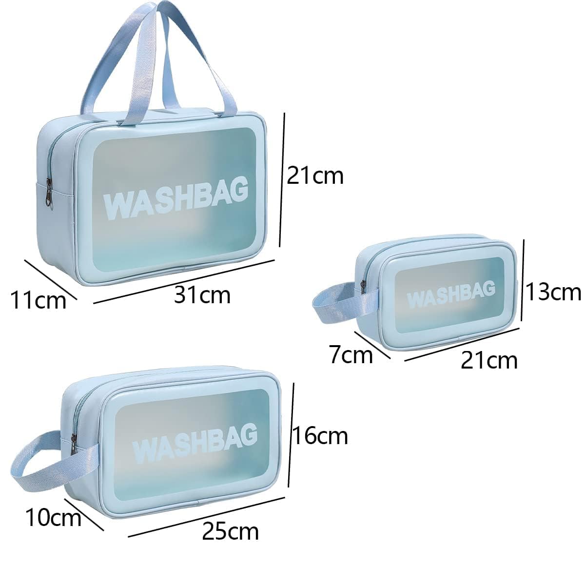 Verra Enterprise Wash Bag Pouch for Travel Kit Toiletry Bag Cosmetic Bag Make Up Box for Brushes,Accessories with Handle,Large Capacity Translucent Waterproof Travel Storage Organizer (Sky Blue) 1