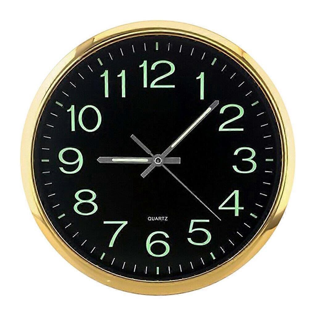 Horloge murale lumineuse ronde 30,5 cm phosphorescente dorée