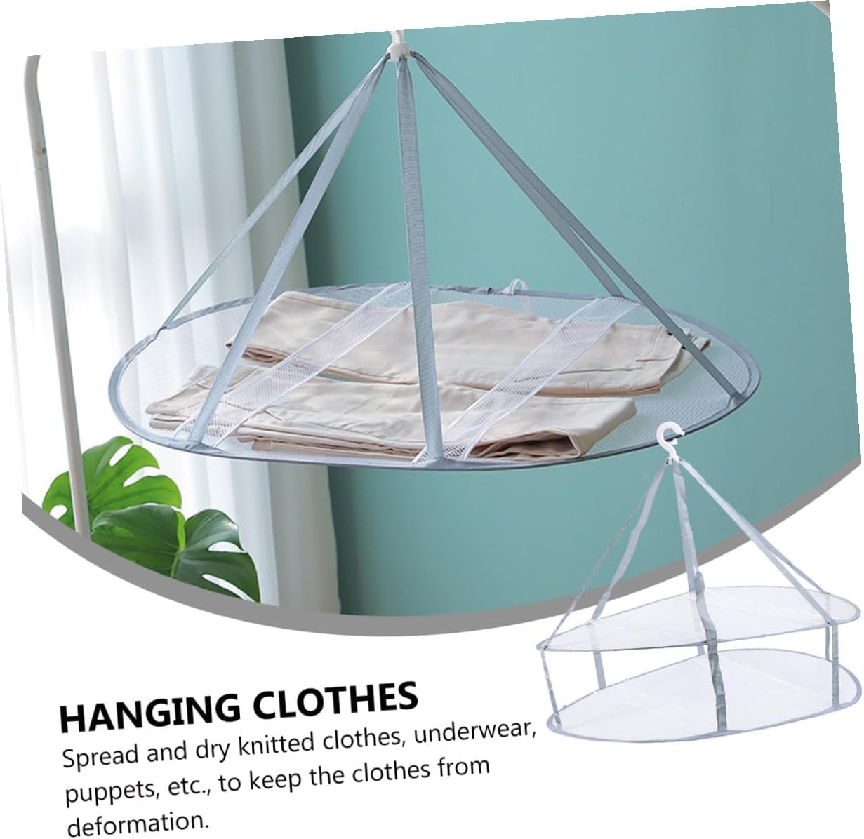 3pcs Clothes Drying Hangers with Socks Tuck Net Flat Mesh Sweater Drying Basket Household Hanging Rack for Laundry Organization