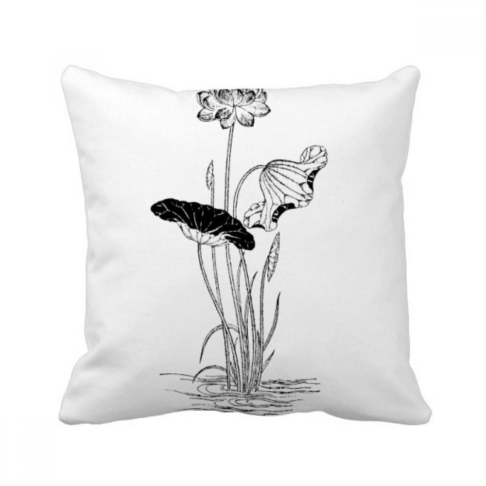 Coussin fleur de lotus blanc noir oreiller canapé multicolore 40x40
