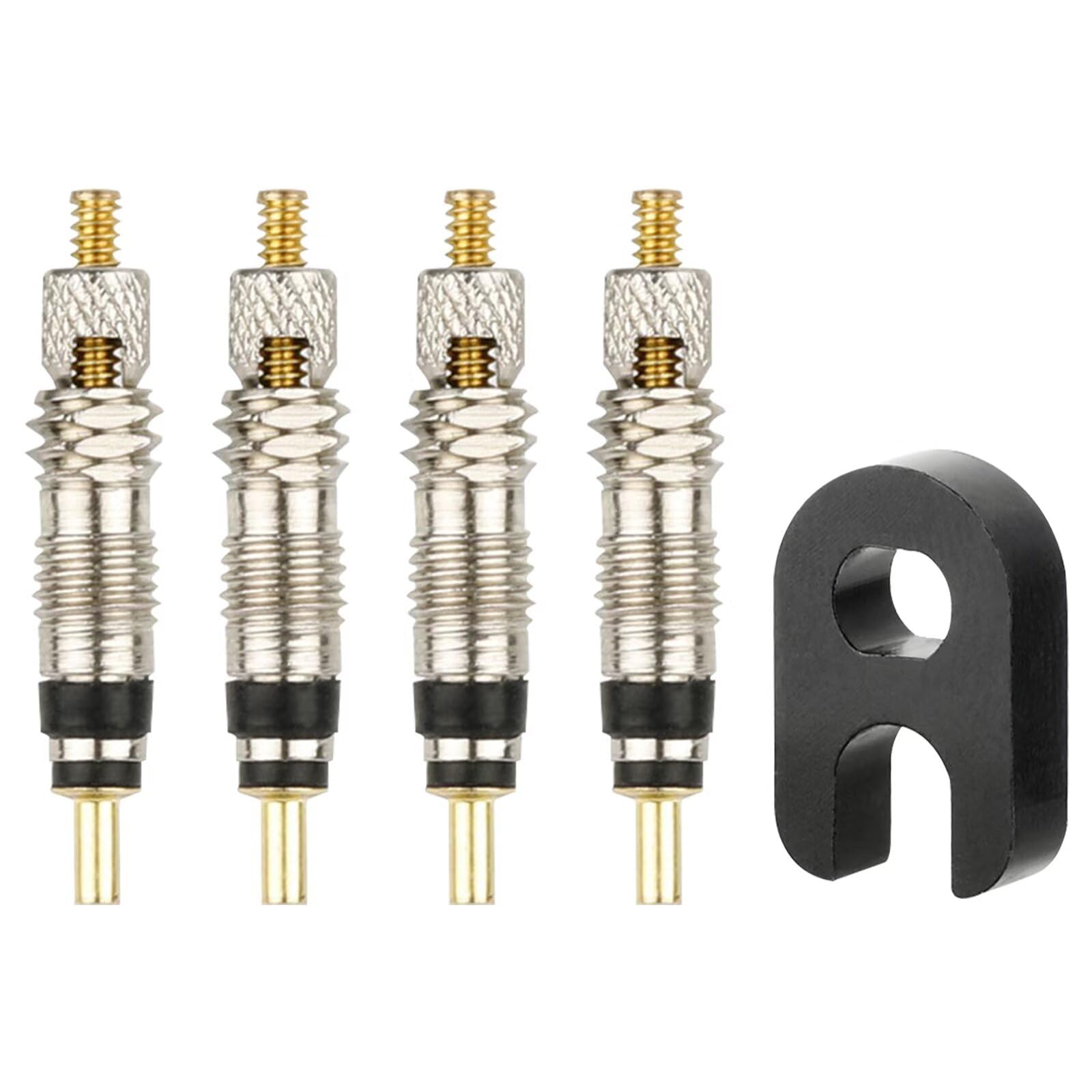 4 Stück Fahrradventil Adapter Französisches Ventil Sclaverandventil Ersatz Presta Ventileinsatz Ventilkappen Fahrrad Ventil Adapter mit 1 Stück Ventileinsatzentfernungswerkzeug zur Fahrradreparatur