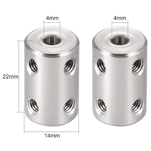 Miniatura 2 de Juego de 2 tornillos de acoplamiento de eje de 0.157 in a 0.157 in, D14mm x L22mm de diámetro de acero inoxidable rígido acoplador de eje conector