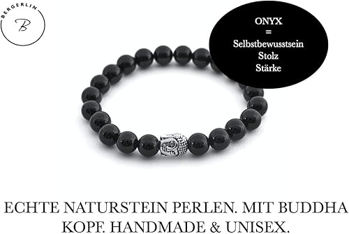 Miniatura 4 de BERGERLIN - Pulsera de Buda con piedra natural genuina de 0.315 in y perlas de piedra de lava - Pulsera de piedra natural real - Calidad certificada