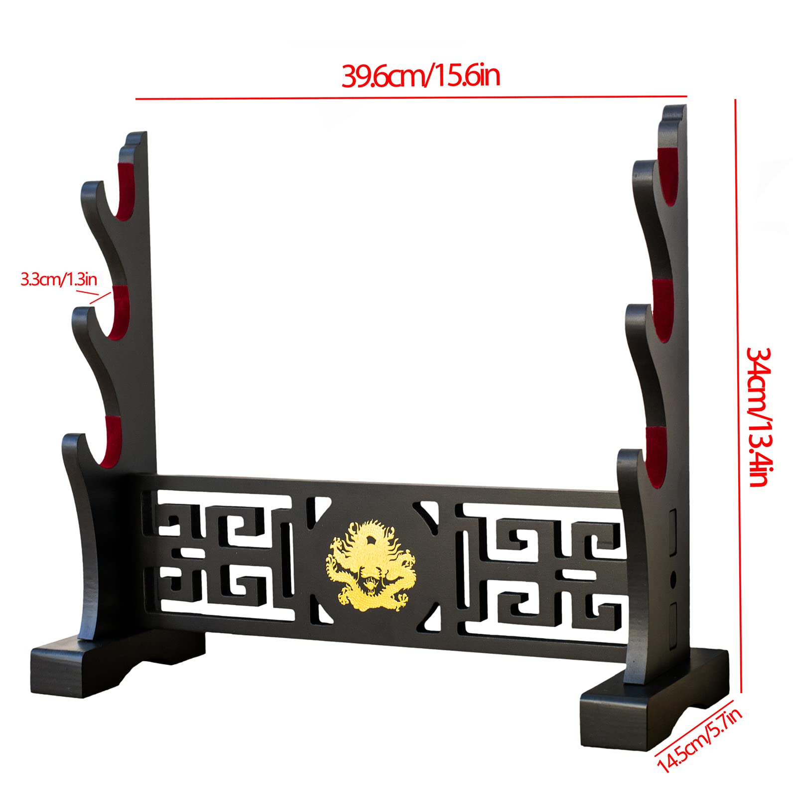 Porta spada in velluto giapponese imbottito Katana Stand Samurai Display Rack Support All Tanto Spade (Drache-3)