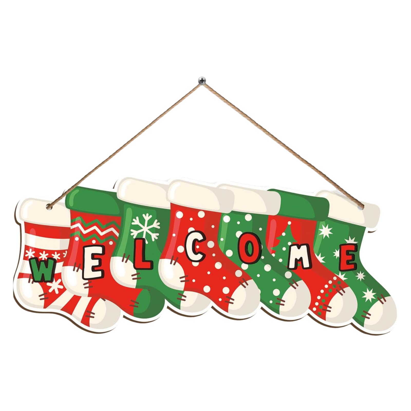Decoraciones Navideñas de Madera Letreros y Placas Navideñas Decoraciones Navideñas para Colgar en la Puerta Adornos de Calcetines Navideños de Madera para Decoración Navideña Interior y Exterior