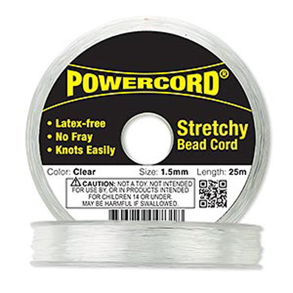 Powercord Elastic Clear 1.5mm Diameter 22-pound Test. Sold Per 25-meter Spool.